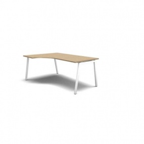 Ergo kancelářský stůl MOON A, 180 x 120 x 74 cm, levé provedení, bělený dub/bílá